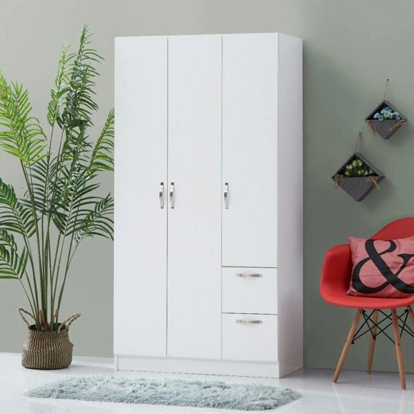 Modern 3 Door 2 Drawer Wardrobe with Hanging Rail – Bedroom Storage