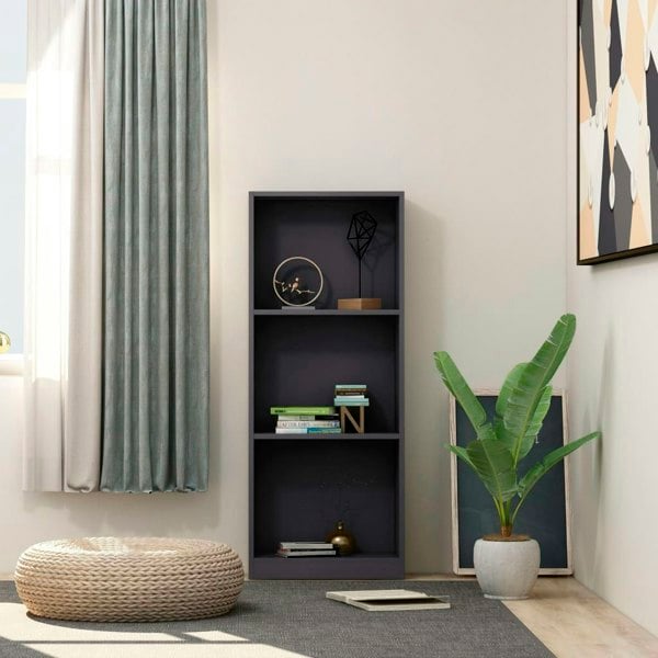 Berkfield 3-Tier Book Cabinet Grey 40x24x108 cm Engineered Wood