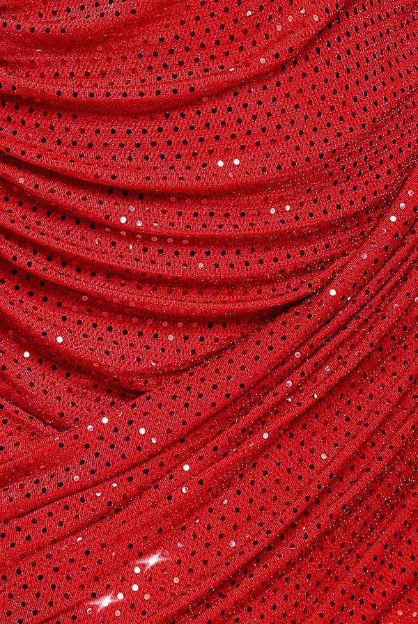 Cowl Neck Glitter Lurex Mini Dress - Red DR4741