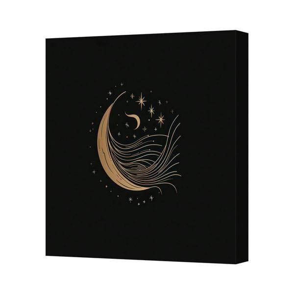 Benjamin Tate Design Gold Moon Wave Canvas Wall Art Print Handmade in the United Kingdom