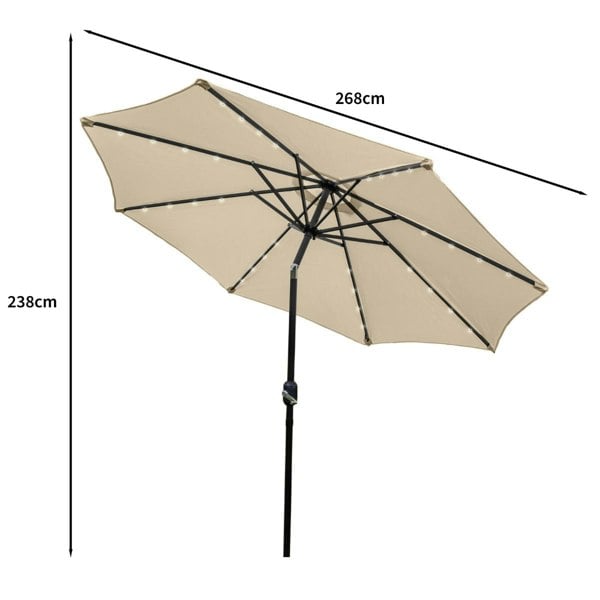 Monstershop Beige 2.7m LED Tilt Parasol