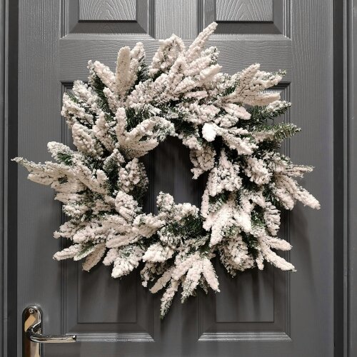 Samuel Alexander Premier 50cm Lapland Flocked Wreath with PE and PVC Tips