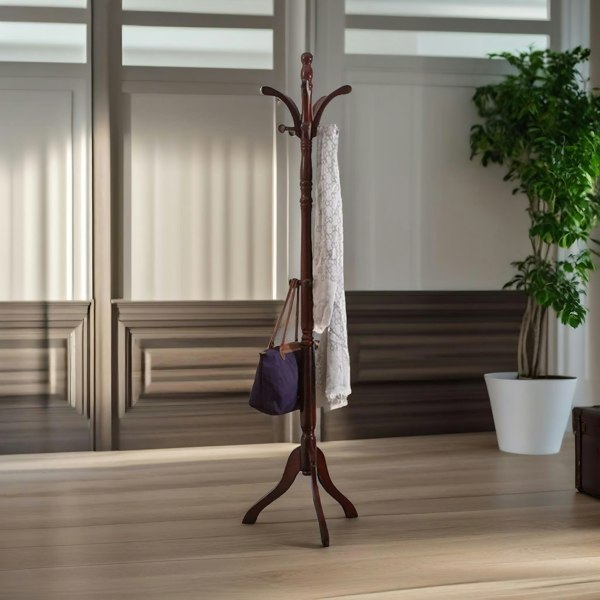 Rafaelo Mobilia Wooden Coat Stand With 13 Hooks