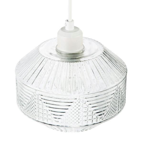 Designer Multi-Faceted Hexagonal Drum Clear Glass Pendant Light Shade Image 3