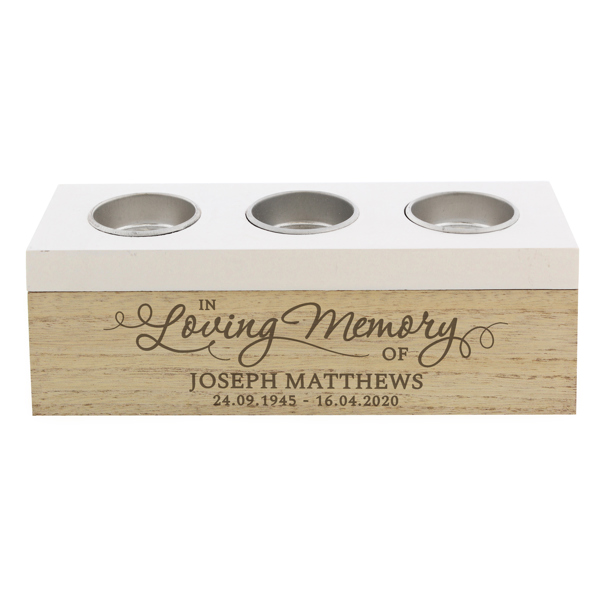 Personalised Memento Company Personalised In Loving Memory Triple Tea Light Box