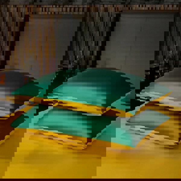 Anyhouz Anycozy Duvet Comforter Set Full Deep Green/ Yellow Blanket Bedspread 4 Pcs Bed Set