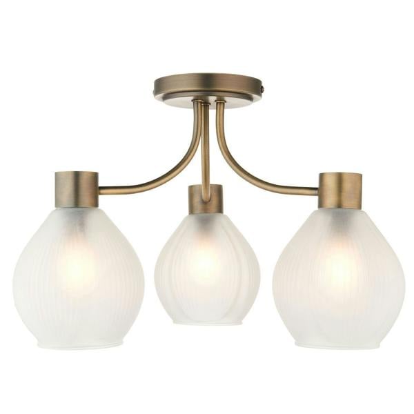 Pagazzi Lighting Hamilton 3 Light Antique Brass Semi Flush Ceiling Light