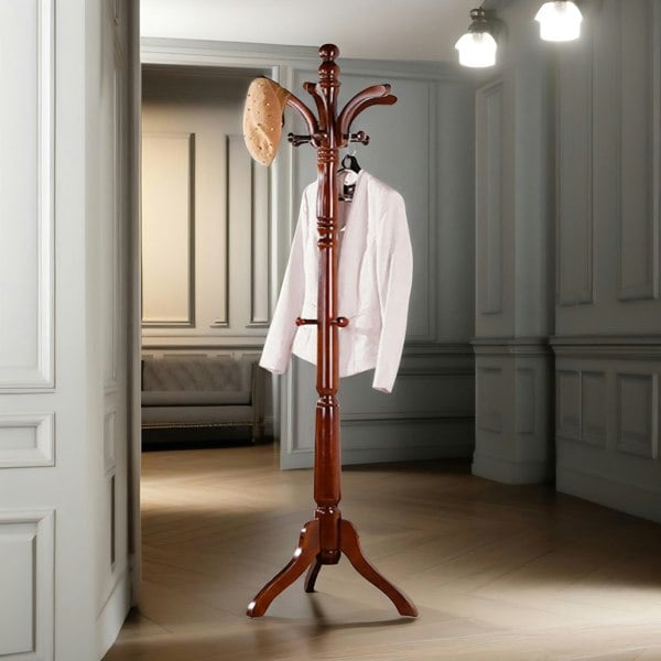 Rafaelo Mobilia Wooden Coat Stand With 13 Hooks