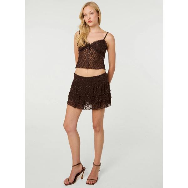 Pink Vanilla Diamante Frill Lace Skirt