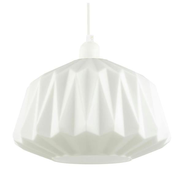 Designer Opal White Glass Pendant Shade with Triangular Shaped Grooves Image 1