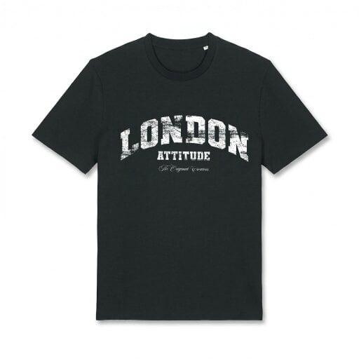 London Attitude Original Creators Premium Organic Cotton T-Shirt with Vintage White Logo