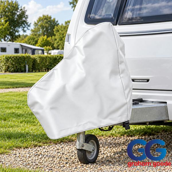 HTD Caravan Hitch Cover White HTD Faux Leather Tow Hitch Protector