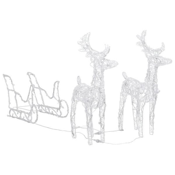 Berkfield Reindeers & Sleigh Christmas Decoration 160 LEDs 130 cm Acrylic