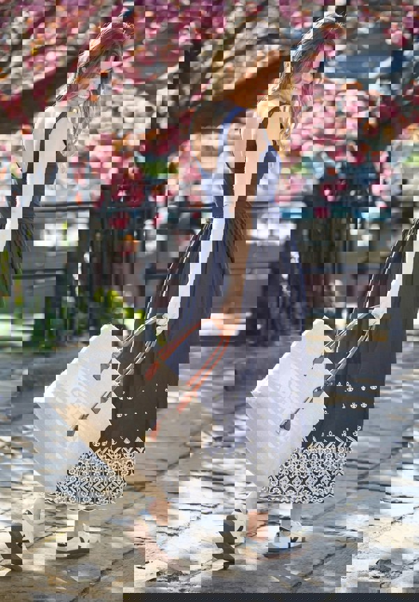 Cora Sleeveless Jersey Bodice Embroidered Midi Dress In Navy - image 5