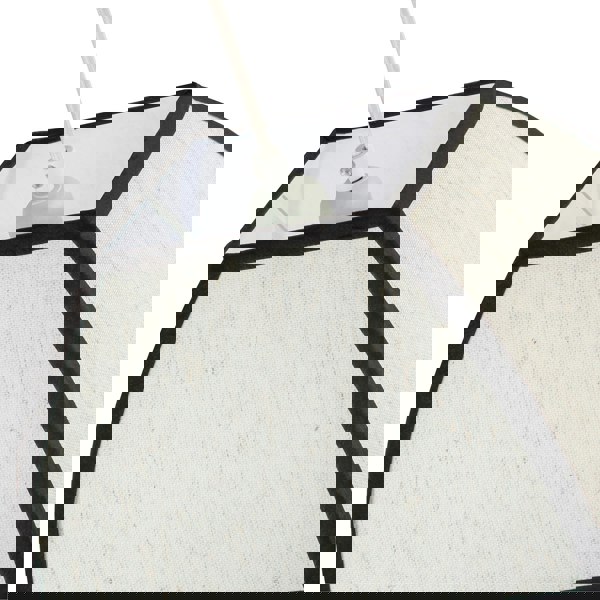 Vintage Victorian Square Lamp Shade in Oatmeal Linen and Black Trim Image 4