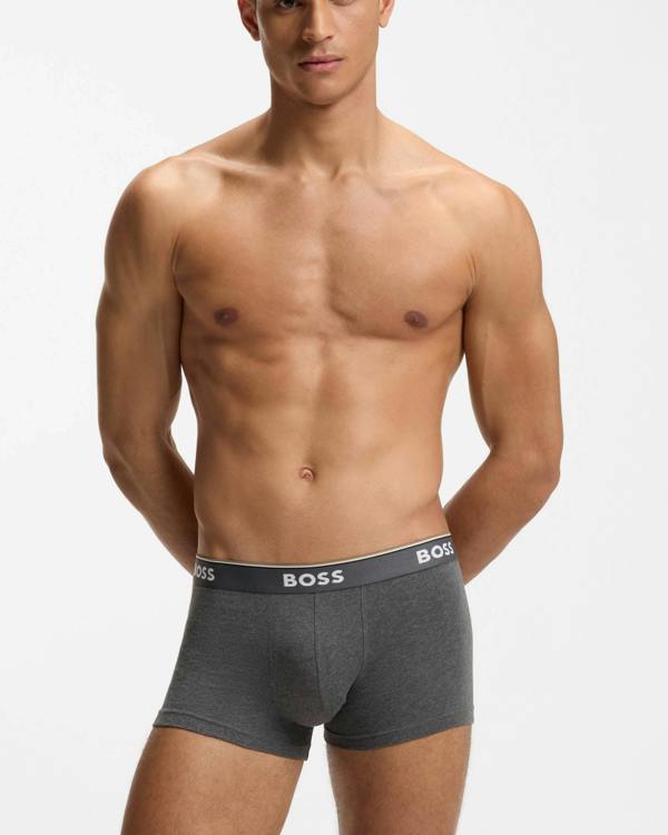 BOSS Orange 3 Pack Mens Power Trunks NOS - Open Grey 061 | CHO | Designer Mens Underwear