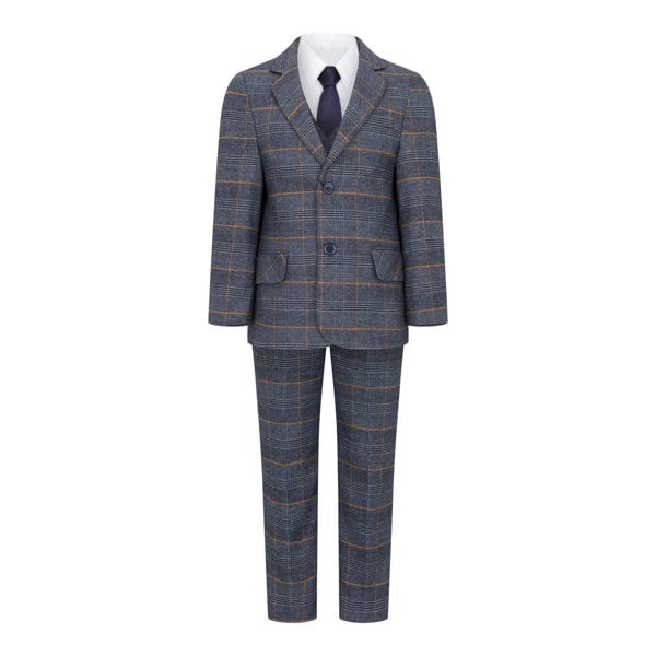 5 piece boys check suit