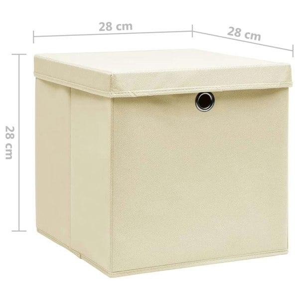 Berkfield Storage Boxes with Covers 4 pcs 28x28x28 cm Cream