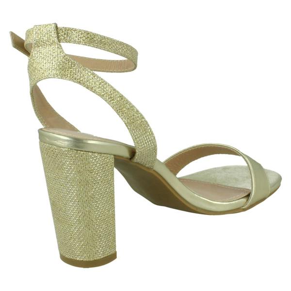 Spot On Ladies Spot On High Heel Sandal with Buckle Ankle Strap F12044