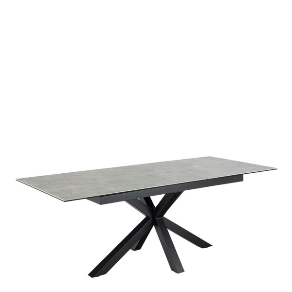 Wyld Haus Perth 168cm Grey Ceramic Extendable Dining Table Industrial Black Metal Legs