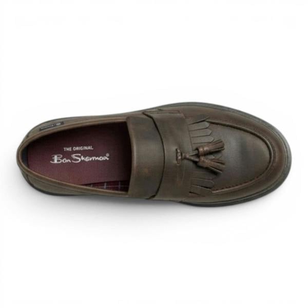 Ben Sherman Men's Brown Leather Tassel Loafer Shoes - Dudley