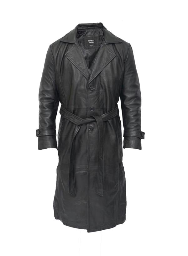 Infinity Leather Mens Leather Full Length Trench Coat-Appleton