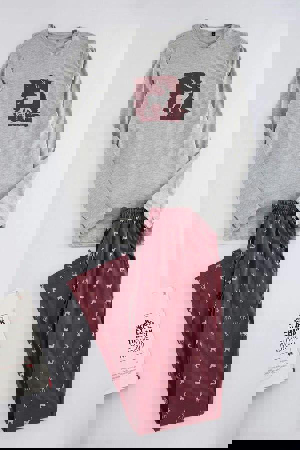 WOVCOR 2-Piece Deer Print Regular Fit Knit Pajama Set