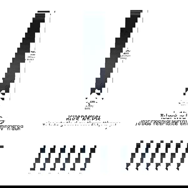 Clips for grey metal edge 20cm high with dimensions on a white background 