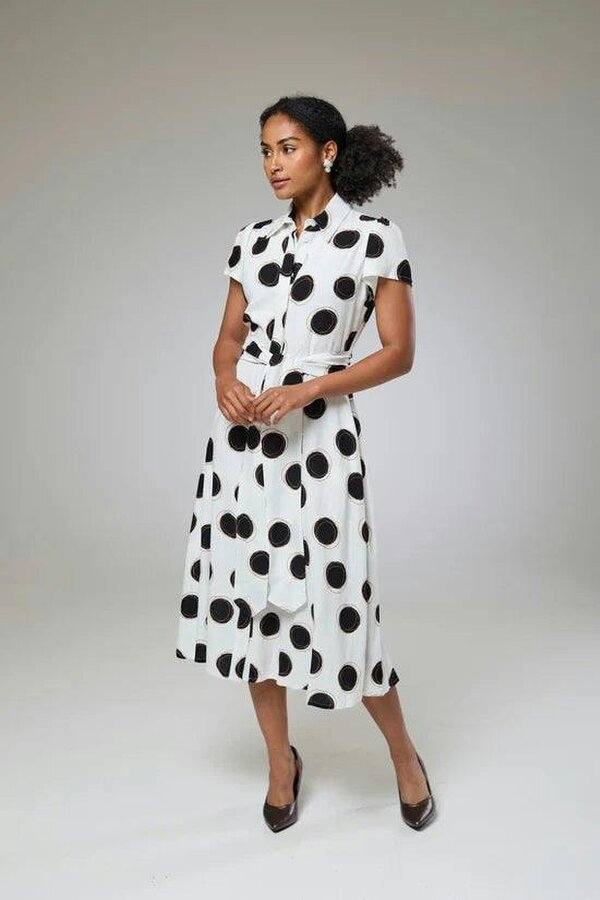 Lioness by TF Absolute Polka Dot Linen Short Sleeve Shirt Dress
