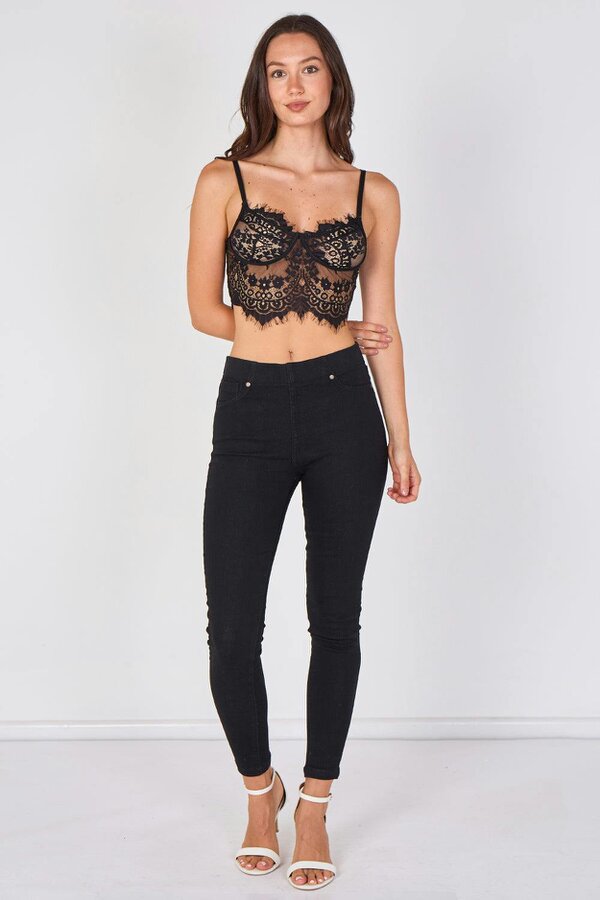 Elaina Fashion Sheer Lace Eyelash Trim Bralette