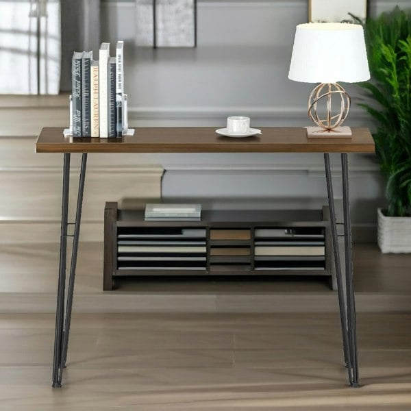 Rafaelo Mobilia Industrial Console Table With Metal Hairpin Legs