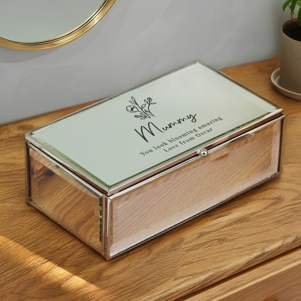 Personalised Memento Company Personalised Floral Mirrored Jewellery Box