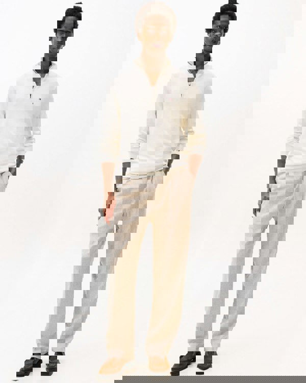 Tommy Hilfiger Essential Cotton 1/4 Zip Mock Mens Sweatshirt - Ivory Petal - CHO - Designer Mens Sweatshirts