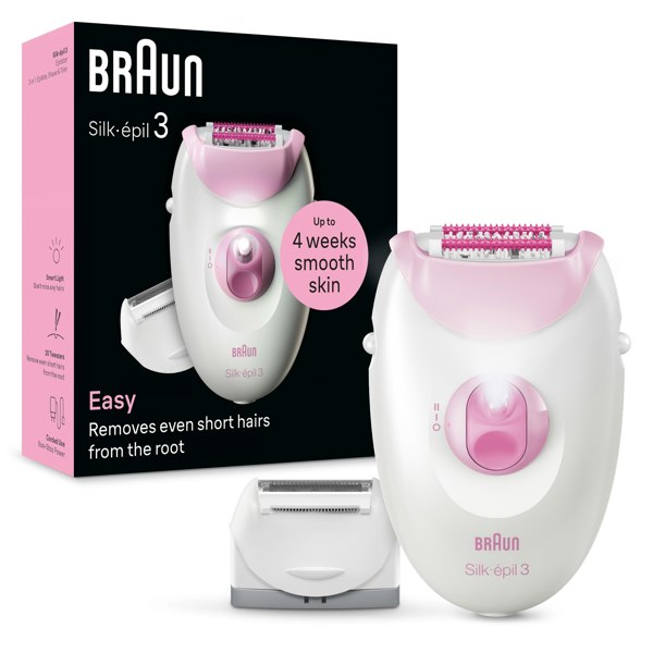 Braun Silk-epil 3, Corded Epilator For Hair Removal, Weeks Of Smooth Skin, 3-031 - Pink