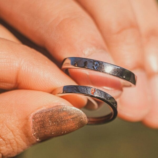 The Colourful Aura NE ZHA Chinese Adjustable Matching Couple Promise Ring Set