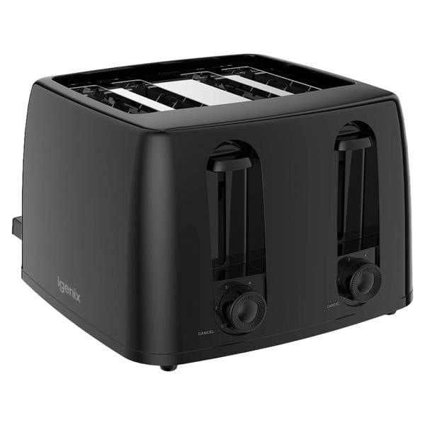 igenix 4 Slice Toaster, 1300W, 6 Browning Levels, Control Dial, Tray, Cord Storage
