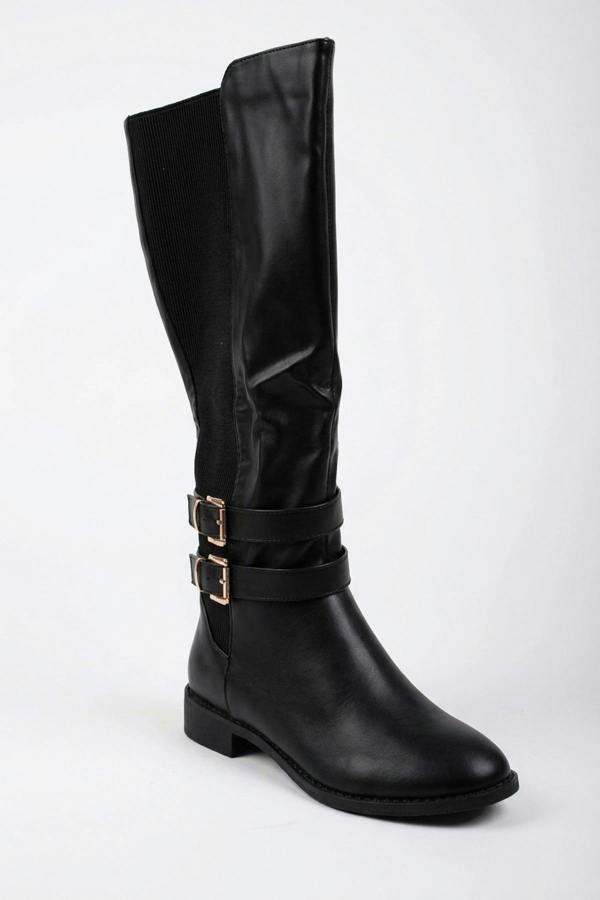 Raquel Knee High Riding Boots - Black