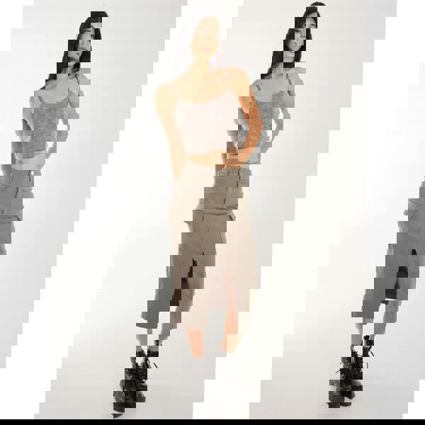 Pink Vanilla Stone Washed Stretch Crop Top