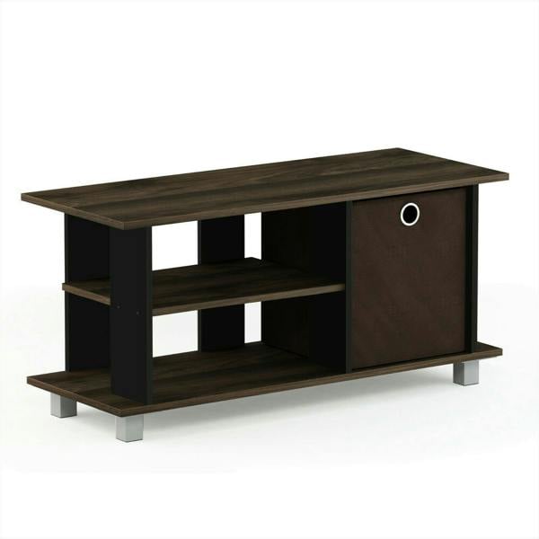 WALPLUS Simplistic TV Entertainment Center with Bin Drawers, Columbia Walnut/Dark Brown - TV Stand for Living Room Storage and Setup