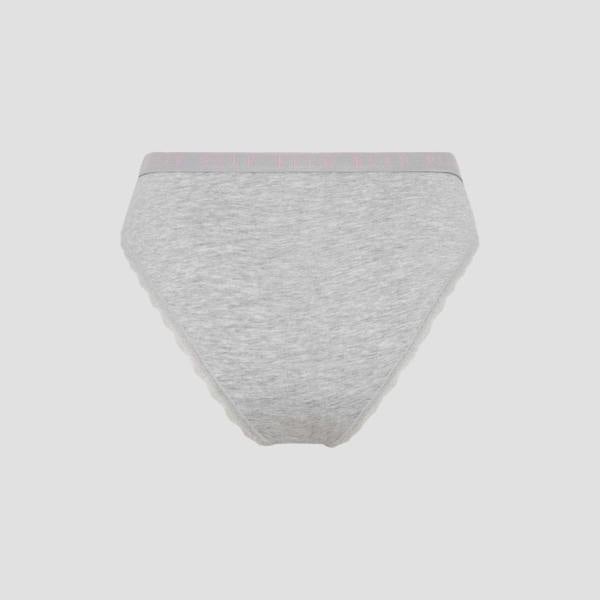 ELLE Multi Pack (3) Cotton Lace Trim Tipped Brazilians