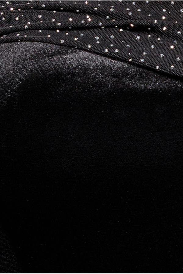 Goddiva Plus Off Shoulder Hotfix Diamante Wing Velvet Maxi Dress - Black by Goddiva Plus