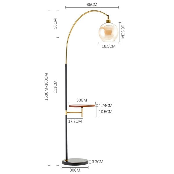 Modern Adjustable Arc Floor Lamp with Wood Tray Floor Lamps Living and Home
