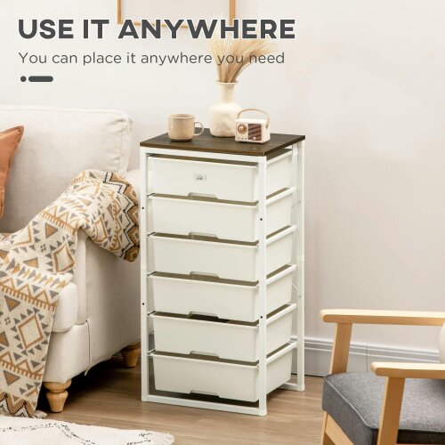 Wyld Haus Kedina Metal And Wood White Tall 6 Drawer Storage Chest With Steel Frame