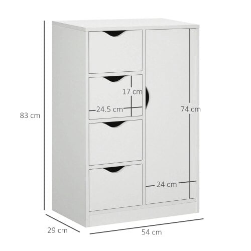 Wyld Haus Sopake White Freestanding Storage Cabinet With 4 Drawers And Lower Cupboard