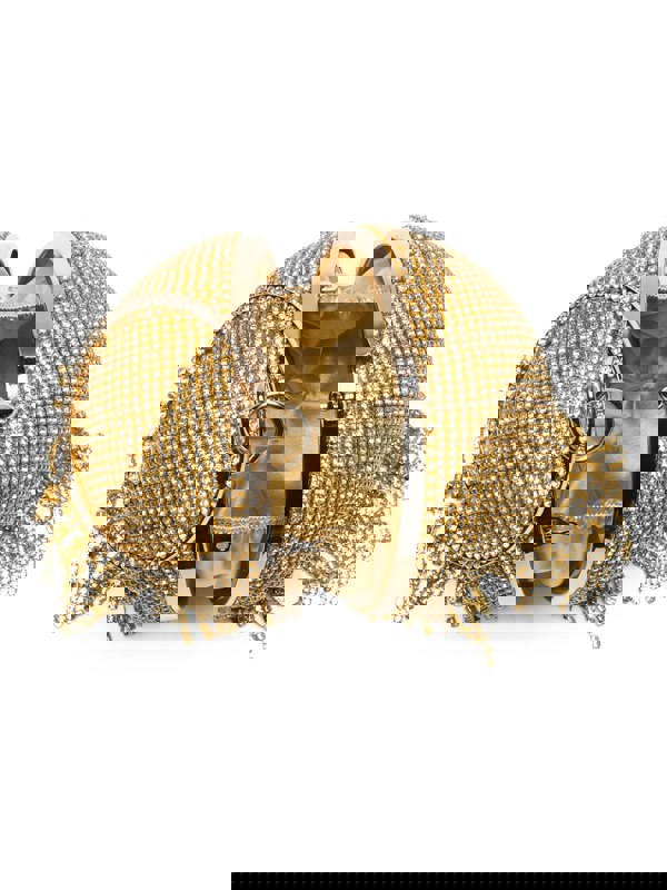 Kitise Womens Sparkling Rhinestones Fringed Ball Shape Evening Clutch Bag