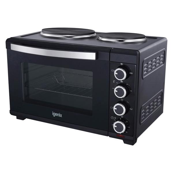 igenix 30L Mini Oven With Hotplates, Black