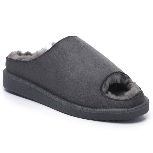 VIVA Polar Womens Fur Lined Slide Slippers – Suede Upper, Cozy Faux Fur