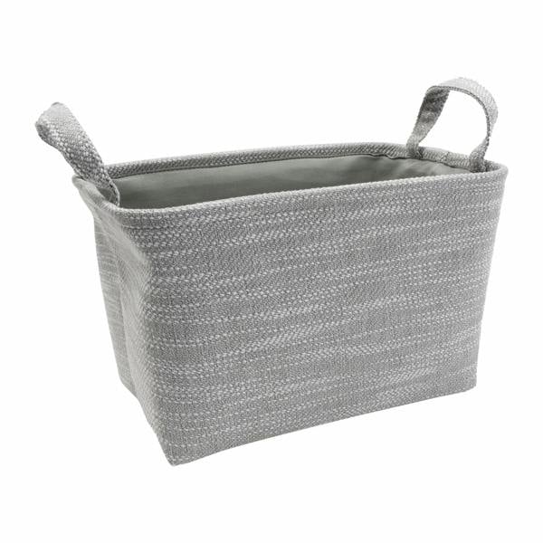 JVL Serena Rectangular Fabric Storage Baskets with Handles for Home Organisation, Light Grey