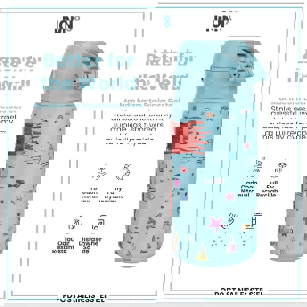 ION8 Leak Proof Kids Water Bottle, Stainless Steel, Mermaids, 400ml (13oz)