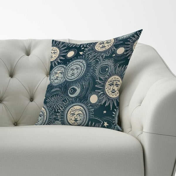 Warren Reed Silver Blue Moon and Stars Cushions